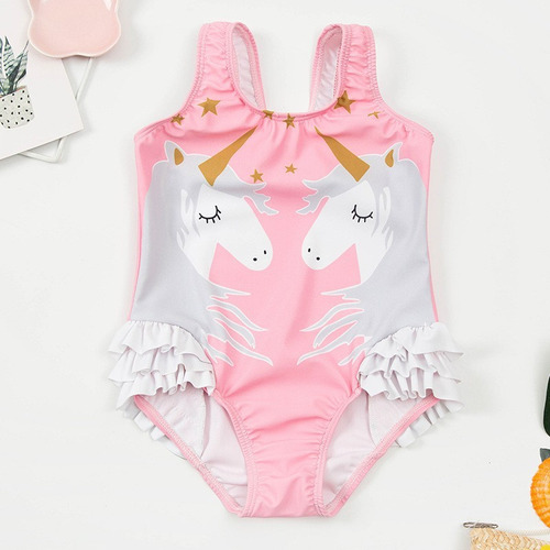 Bonita Ropa De Bebé Estampada Para Niñas, Trajes De Baño Par