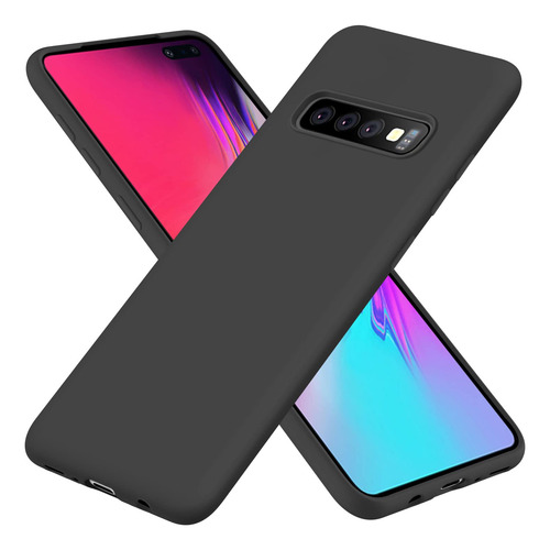 Funda Para Galaxy S10 Negro Ultra Delgado Liquid Silicon Gel