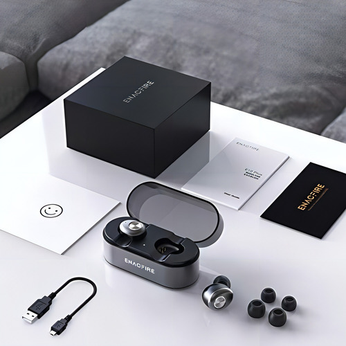 Fones de ouvido intra-auriculares Enacfire E18 Plus com estojo de carregamento Ipx7