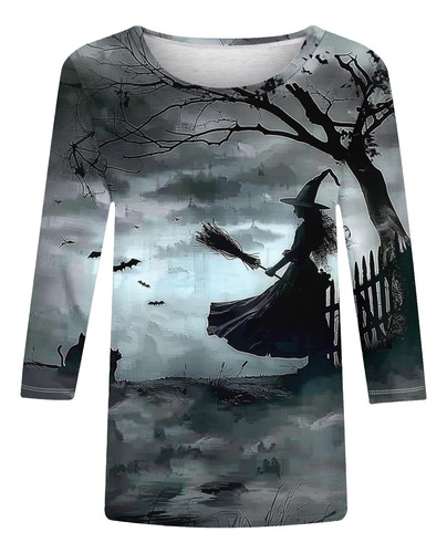 Camiseta Para Mujer, Moda De Halloween, Casual, Estampado En