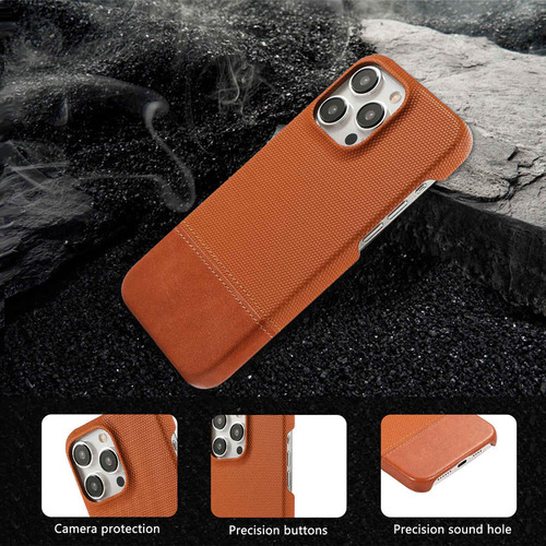 Funda Antihuellas Con Estampado De Tela Empalmada Para iPhone 12, 13, 14, 15, 16 Pro Max 14plus, 15plus, 16plus