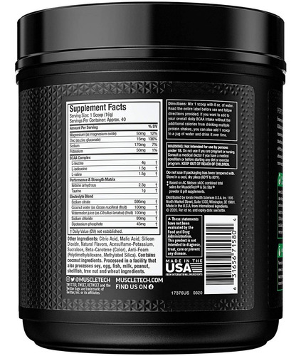 Imagen 5 de 7 de Amino Build Amino Acido 40 Servicios De Muscletech