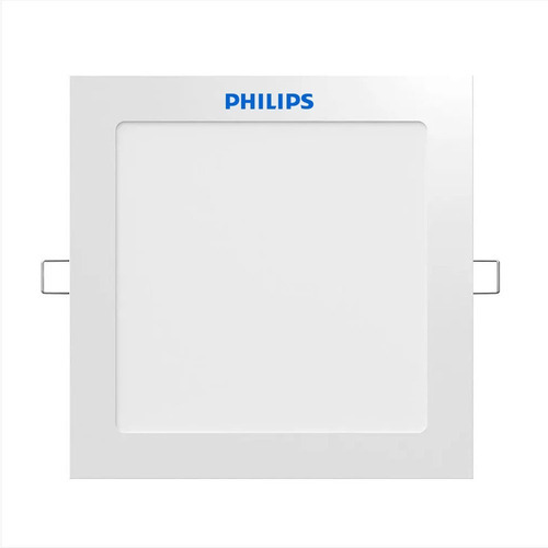 Panel De Embutir Led Redondo Cuadrado 12w Philips Pack X4u. Color Blanco Frio Cuadrado