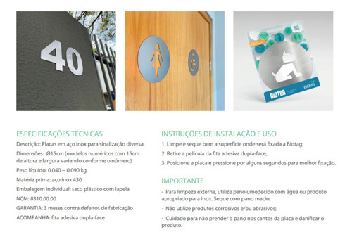 Biotag Placa De Sinalização Para Pet Friendly - Aço Inox