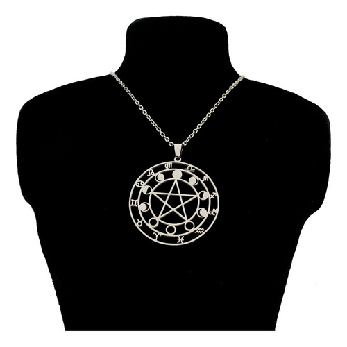 Collar De Pentagrama Con Fases Lunares Y Signos De La