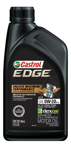 Aceite Motor Edge 0w-20 , 1 Q. Full Sintetico Castrol