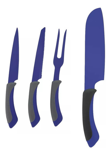 Set X4 Cuchilla Cuchillos Y Tenedor Trinchante