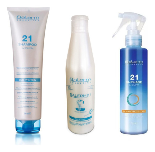 Salerm Shampoo 21 + Acondicionador + Bi Phase Spray Brillo