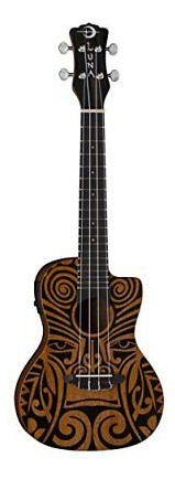 Luna Uke Tribal C El Concert Ukulele Caw, Mahogany With  Eeb