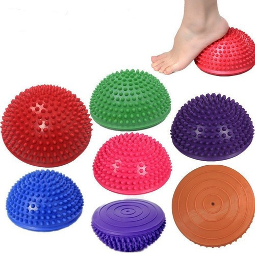 Kit C/ 2 Mini Meia Bola Bosu Equilíbrio Cravos Pilates Yoga Cor Azul