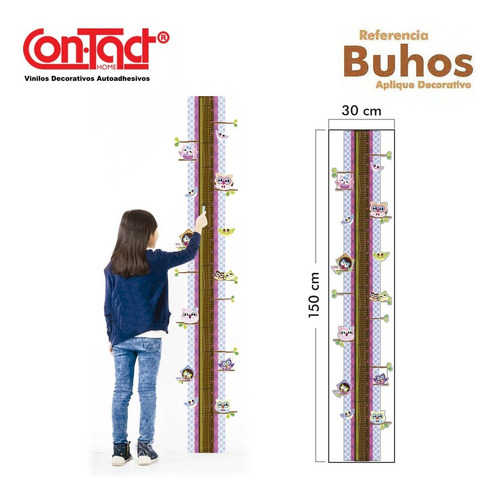 Hermoso Tallimetro Medidor Estatura Decorativo Buhos 1.50mt