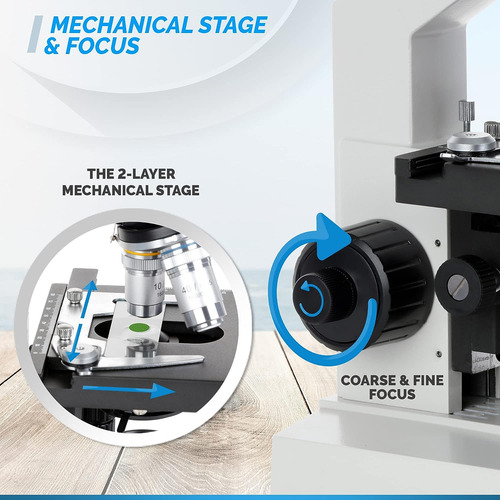 40 X -1000 X Binocular Microscopio Compuesto Led Lab Con Dob
