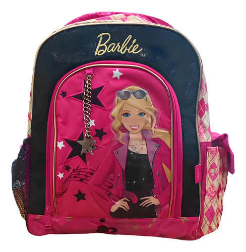 Mochila Espalda Barbie Brillos 16 Pulgadas Primaria Color Dorada