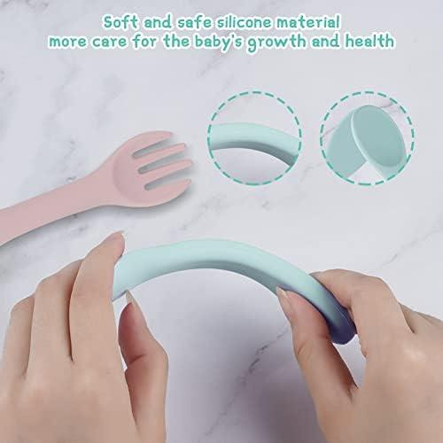 Vicloon Juego De Cuchara Y Tenedor De Silicona Para Bebé, Ju
