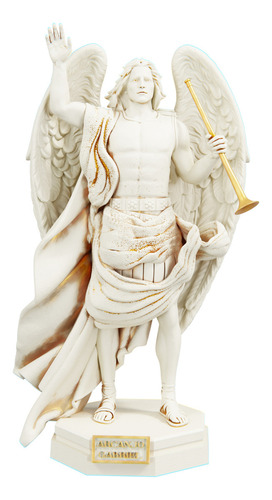Estátua São Gabriel Arcanjo Mensageiro - Coleção Sublime Cor Cor Mármore Dourado