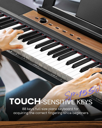 Piano Digital Compacto De 88 Teclas Con Soporte Y Altavoces Paquete De Teclado Sp-15sw + Soporte De Piano Portátil