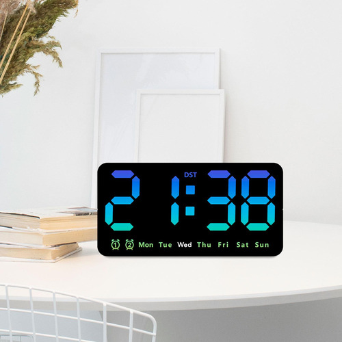 Reloj Despertador Digital, Reloj De Pared Regulable, Azul