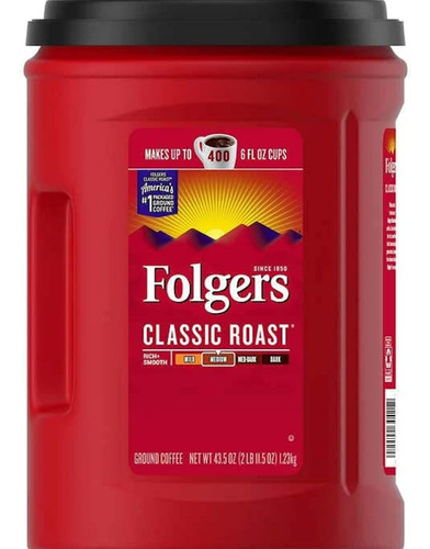 Folgers Café Classic Roast Bote 1.23kg 400 Tazas 
