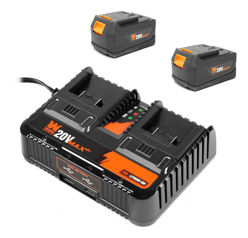 Wen 20v Max Cargador Estándar Doble Puerto Usb C 2 Bater 4ah