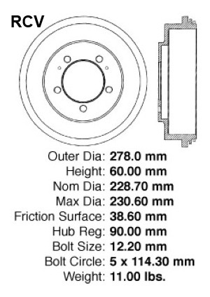 Tambor Frenos  Trasera Mitsubishi Outpara Lander   2004