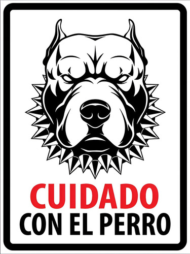 Letrero De Cuidado Con El Perro Pitbull