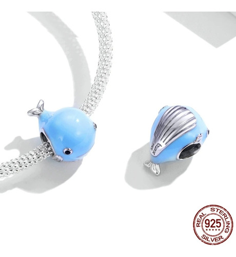 Hermoso Charm Ballena Mar 100% Plata.925