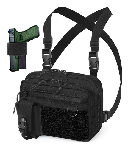 Degetmve Conceal Carry Sling Bag Tactical Vest Rig Pack Che. Color Negro