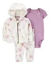 Comprar Conjunto Carters Set 3 Piezas Bebe Body, Pantalon Y Campera Lila 6m