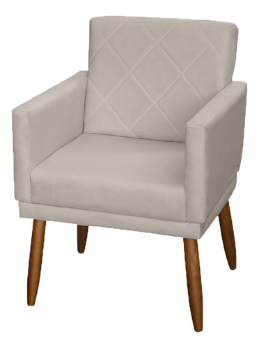 Kit 3 Poltronas Decorativas Para Recepção Consultório Cores Cor Bege Desenho Do Tecido Suede Liso