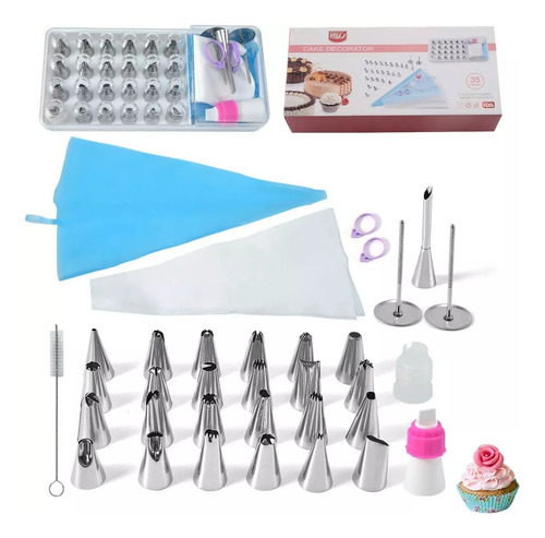 Set 35pcs Manga Silicona 24 Picos Acoples Clavo Repostería