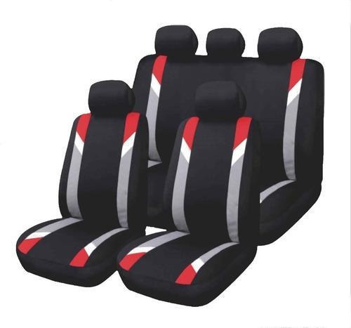 Juego Cubreasiento Universal Auto Tela Negro Gris Rosa Ix-46