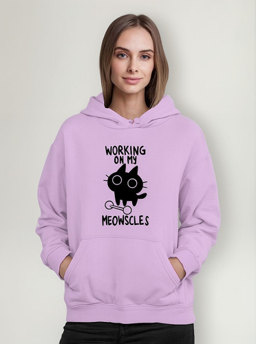 Poleron Gatito Fitness Trabajando En Mis Musculos Kawaii Style Swag Moda Mujer Kawai Gato