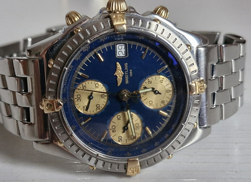 Relógio Breitling Chronomat Aço E Ouro. Fundo Azul. Ouro E Aço Ouro E Aço Azul (Usado)