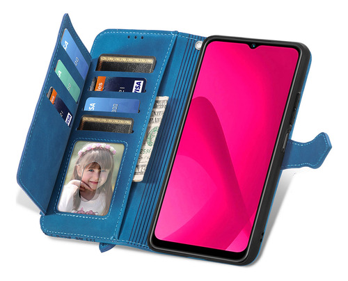 Funda De Piel Emboss Flower Zipper Tarjetero Con Ranura Para