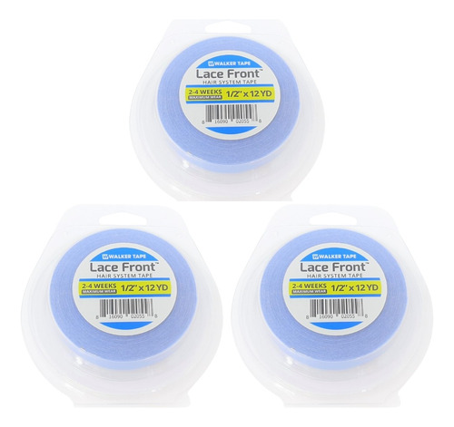 Fita Adesiva Lace Front Azul 12 Metros X 1,27 Cm Kit C/3