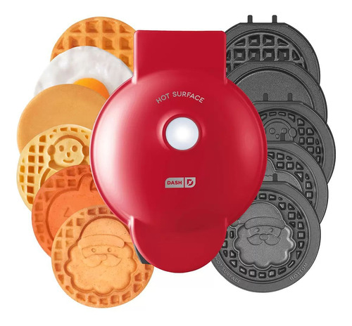 Mini Wafflera Dash 7 Placas Intercambiables + Estuche Almace