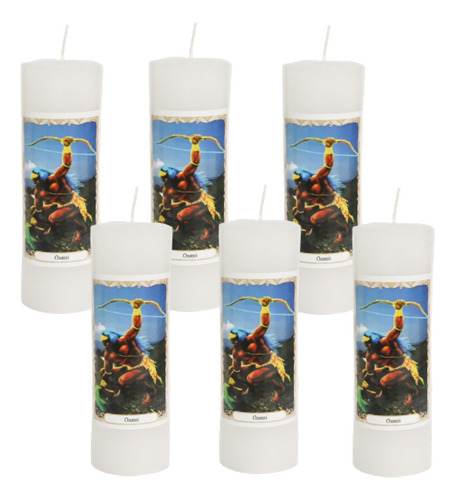 06 Velas De 7 Dias Imagem De Oxossi Umbanda/candomblé 260g