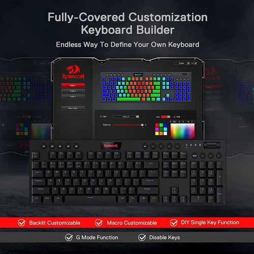 Teclado Mecánico Redragon Horus K618, Inalámbrico, No-lag