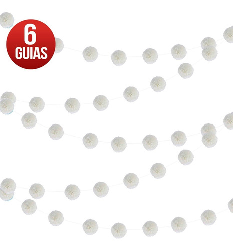 Mylin Guia Decorativa Pom Poms Blanco 1.5 M Paquete 6 Guías