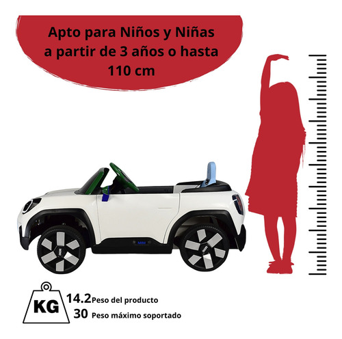 Montable Electrico Para Niños Mini Cooper Aceman Control Remoto 12v Blanco Joykoo