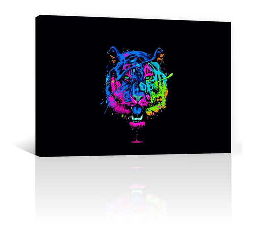 Cuadro Decorativo Canvas Artisitcas Tigre De Colores