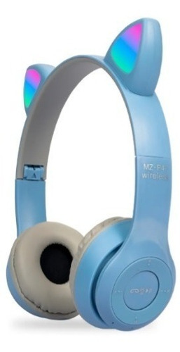 Auricular Inalambrico Orejas De Gato Bluetooth Manos Libres Color Celeste Color de la luz Azul