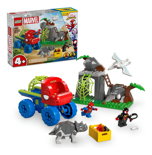 LEGO® Marvel Spidey y sus Sorprendentes Amigos Vehículo Todoterreno Dinosaurio y Equipo Spidey al Rescate 11199; auto de juguete 4+