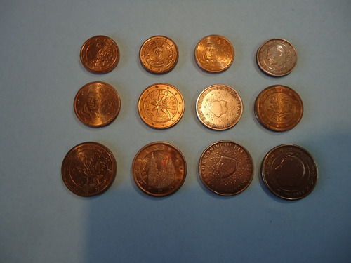 Lote Monedas Euro 4 De 1c, 4 De 2c Y 4 De 5 C. 12 Pc