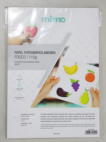 Papel Adesivo Fotografico Mimo Silhouette Fosco 115gr A4 20f Cor Branco