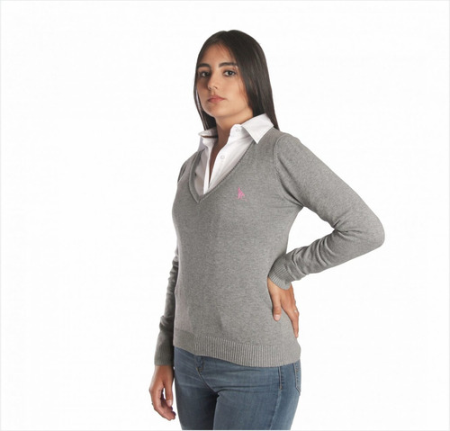 Sweater V Dama Gris -  Raidistas