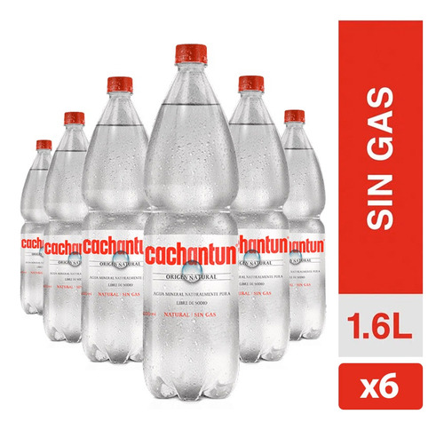 Pack 6 Agua Mineral Cachantun Sin Gas 1600cc