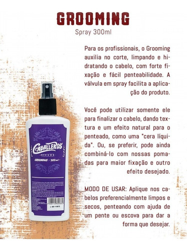 Grooming Modelador Para Cabelo Caballeros 100ml