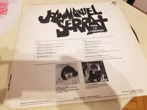 Joan Manuel Serrat Para La Libertad Vinilo Lp Estándar (Usado)