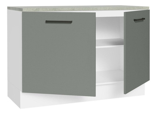 Balcão Pia Cozinha 2 Portas (com Tampo) Branco Agata Madesa Cor Branco/cinza